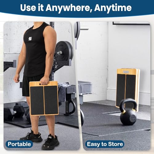 StrongTek 13” Wide Portable Wooden Slant Board, 5-Level Incline (15°-35°), Lower Grip Handle, Beginner & Rehab Friendly, Non-Slip Surface for Calf Stretching, Squats, Physical Therapy