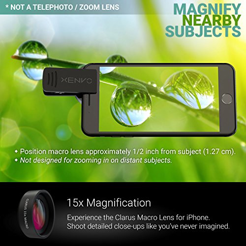 Pro Lens Kit for iPhone and Android, Macro and Wide Angle Lens with LED Light and Travel Case Black