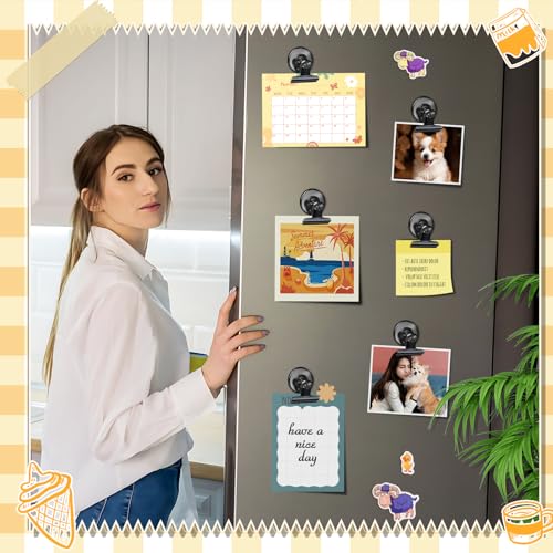 Grtard 12 Pack Magnetic Clips, Fridge Magnets Refrigerator Magnets, Strong Magnetic Clips Heavy Duty, Whiteboard Magnet Clip for Office Home Classroom Organization Kitchen Accessories(Black)