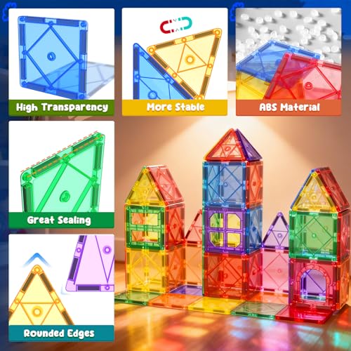 Soyee Magnetic Tiles Toddler Toys Magnetic Building Blocks for Kids Ages 3-12 STEM Educational Toys for Girls & Boys Sensory Toys for Kids with Autism Classroom Must Haves