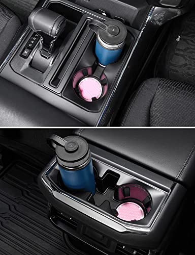 JOYTUTUS Cup Holder Coasters for Car, 2 Pack Universal Anti-Slip Car Coasters with Crystal Rhinestone, 2.75 inch/6.98 cm PVC Cup Holder Insert Coaster, Pink Car Accessories (Pink with Diamond)
