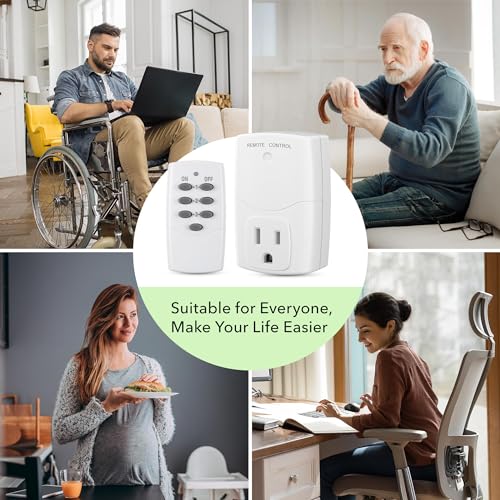 BN-LINK Mini Wireless Remote Control Outlet Switch Power Plug in for Household Appliances, Wireless Remote Light Switch, LED Light Bulbs, White (1 Remote + 3 Outlet) 1250W/10A