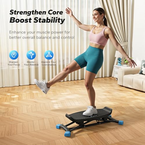 MERACH Balance Board for Adults, Rocking Stepper with Resistance Bands, Portable Wobble Board Featuring LCD Monitor, 300 lbs Capacity Ski Twister Trainer for Full Body Workout at Home Gym