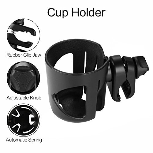 Accmor Universal Cup Holder, Stroller Cup Holder, 360° Rotatable Large Caliber Designed Bottle Holder for Stroller, Bike, Wheelchair, Walker, Scooter, Black