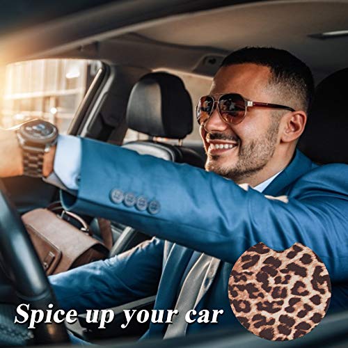 4 Pack Car Coasters, 2.75inch Leopard Print Cup Holder Coasters for Car, Neoprene Cup Pad Mat Coaster for Cup Holders for Women