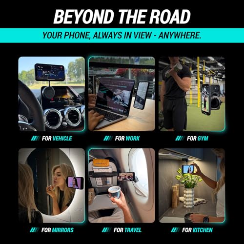 CARMOUNT Clutch-X™ Black – Upgraded Vacuum Phone Mount Suction Cup Car Phone Holder for iPhone, Window Phone Mount, 360° Vacuum Magnetic Phone Holder for Car, Magnetic Phone Holder with Suction Cup