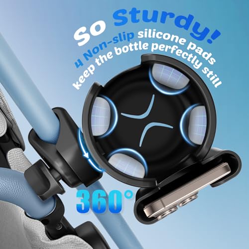 Guiseapue Cup Holder for Walker: Stroller Cup Holder Attachment with Phone Holder, Wheelchair/Stroller Accessories for Rollator, Bike, Scooter, Baby Essentials,New Mom