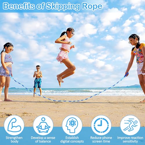 Jump Rope for Kids, Adjustable Jump Ropes for 4 5 6 7 8 10 12, Tangle Free Jumping Rope Age 8-12, Segmented Soft Beaded Skipping Rope for Women Fitness