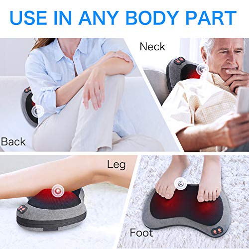 Papillon Shiatsu Back Massager with Heat, Deep Tissue Massage Pillow for Neck,Shoulder,Foot & Lower Back Pain Relief,Electric Kneading Massager for Home, Office, Car-Gifts for Mom, Dad, Men, Women