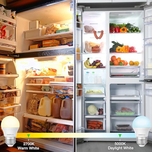 LED Refrigerator Light Bulb, 40 Watt Equivalent, 120V, Fridge Light Bulb 5000K Daylight White, A15 Appliance Bulb 5.5W for Freezer, 650LM, E26 Standard Base, 120V, Non-Dimmable, 2 Pack
