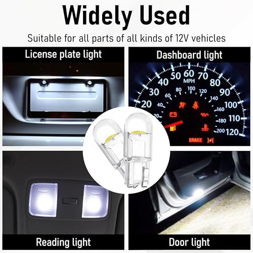 30 PCS Car 194 LED Bulbs, 168 2825 W5W T10 Wedge COB LED Replacement Bulb, 6000K License Plate Light Bulb, Error Free Interior Bulb for Dashboard Light, Dome Lights,License Plate Lights (White)