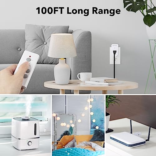 BN-LINK Wireless Remote Control Outlet Electrical Switch for Lights, Fans, Christmas Lights, Small Appliance, 100ft Long Range White 10A/1200W, 1 Remote + 1 Outlet, ETL & FCC Certified