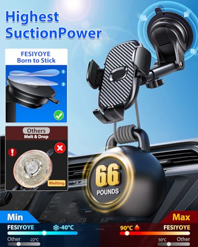 Car Phone Holder[Military-Grade 360°Suction Cup]Phone Holders for Your Car Universal Accessories Air Vent Dashboard Windshield Phone Mount Automotive Cradles Fit for Dash Mounting Kits iPhone