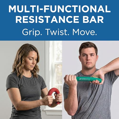 THERABAND FlexBar, 2 Pack, Red, Green, Therapy Twist Bar, Hand & Wrist Strength, Tennis & Golfer's Elbow, Tendonitis, Rehab Tool for Resistance Exercise, Grip Training, Relief & Recovery