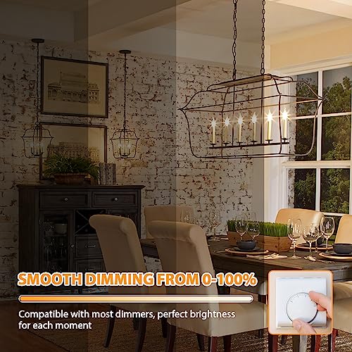 GoBright Dimmable E12 Candelabra LED Light Bulbs 40W Equivalent, 2700K Soft Warm White Chandelier Light Bulbs, 4W 460 LM Flame Tip Candle Light Bulbs, 12-Pack