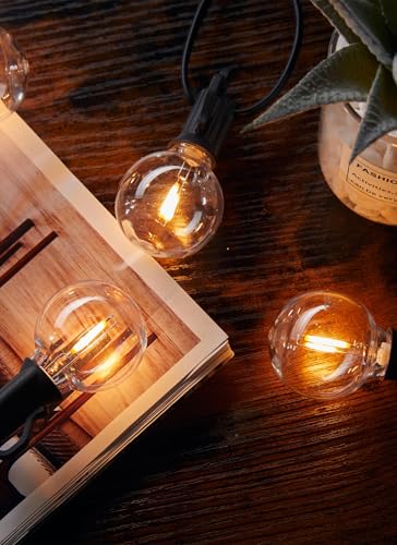 Brightown 25 Pack G40 LED String Light Replacement Bulbs - E12 Base, 2200K Warm White, Shatterproof Plastic, Waterproof, 1.5 Inch Dimmable LED Light Bulb for Indoor Outdoor Patio Lights