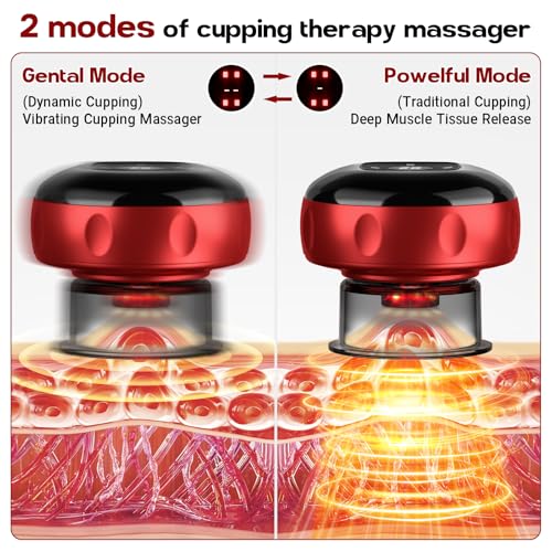 Smart Cupping Therapy Massager, 7 in 1 Red Light Cupping Therapy Set with 2 Modes for Targeted Pain Relief, Muscle Soreness,Tighter Skin, Cupping Kit with 12 Levels Suction and Heat,1 Pack