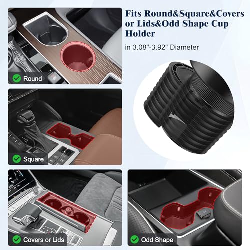 Quick-Install Car Cup Holder Expander, Space-Saving Cup Holder for Car with Offset Design, Non-Slip Large Water Bottle Holder Expander, Compatible with Owala, Stanley, Yeti Cups (24oz to 64oz)