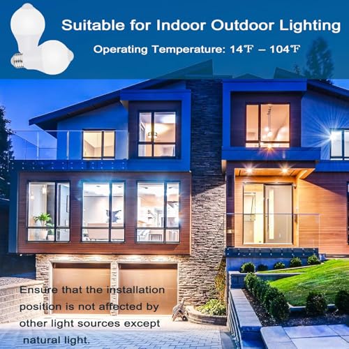 Motion Sensor Light Bulbs for Outdoor Indoor, 9W A19 Motion Detector Led Bulb, 60 Watt Equivalent, E26 800lm 5000K Daylight, Dusk to Dawn Motion Activated Security Lights for outside, Inside (2 Pack)