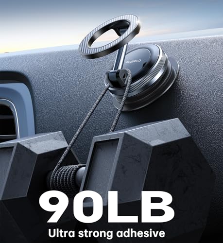 Coolpow【Newest Vacuum Magnetic Phone Holder for Car Phone Holder Mount【Movable Vacuum Suction】Magsafe Car Mount Cell Phone Car Mount Car Accessories for Men Women Carmount for iPhone 17 Pro Max 16 15