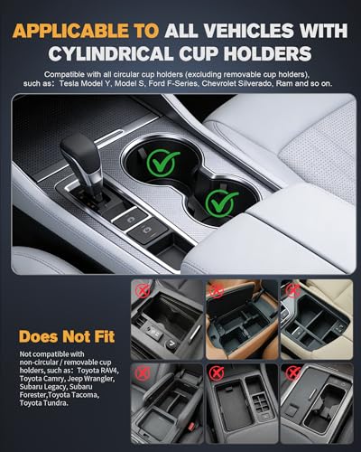 Car Desk for Laptop, Car Table & Car Tray with 360° Rotating Cup Holder, Adjustable Height Car Food Tray, As Car Table Tray or Car Seat Tray, Compatible with Tesla Model 3/Y/S, Ford / Most Vehicles