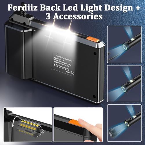 Dual-Lens Endoscope with Light, Endoscope Camera with Light with 4.3" IPS Screen,1920P HD with 8 LED Lights,16.4ft Semi-Rigid Cable and Back LED Light,IP67 Waterproof Endoscope Cool Gadgets for Men
