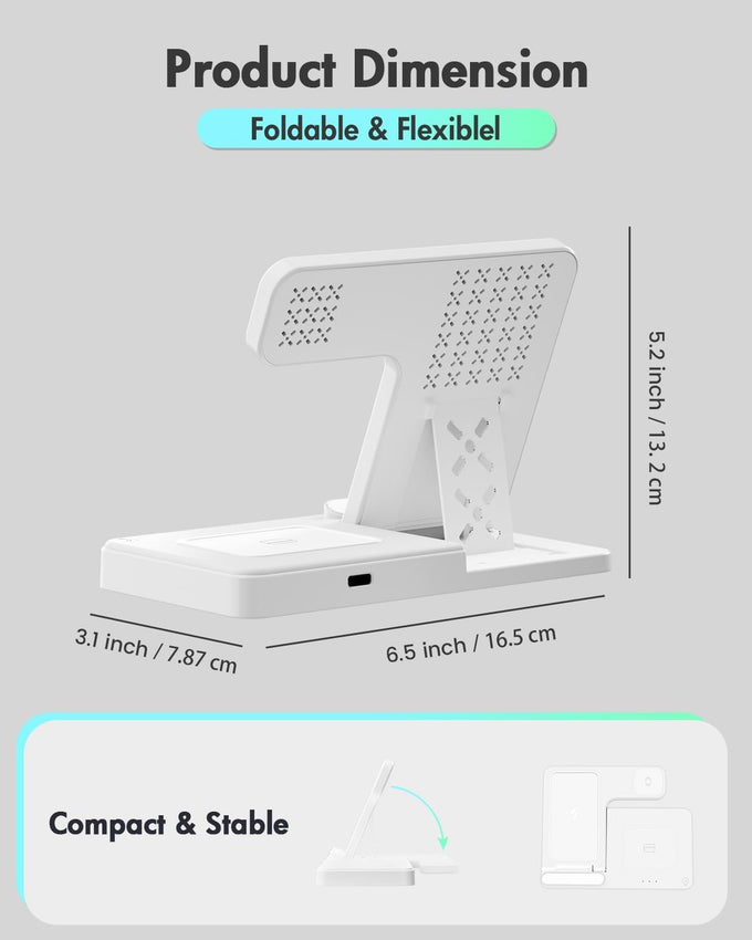 Wireless Charger Stand Charging Station: 3 in 1 Charger Stand Multiple Devices for Apple - iPhone 17 16e 16 15 14 Pro Max 13 12 - Watch 11 10 9 8 7 6 5 4 3 2 SE and Ultra Series-Airpods 4 3 Pro, White