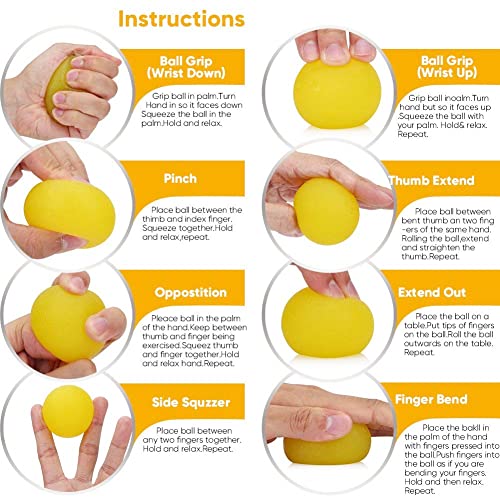 3 Resistance Levels Hand Exercise Balls, Stress Balls for Adults, Squeeze Balls for Physical Therapy, Hand Grip Strength Trainer Hand Squeezers for Strength, Wrist Forearm Finger Exerciser