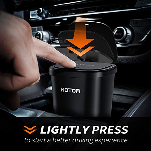 HOTOR Car Trash Can, Car Trash Cup with 30 Additional Trash Bags for Exclusive Using, Multipurpose Trash Can for Car, Office & Home to Meet Various Needs - 2 Packs, Black