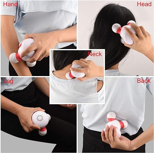cotsoco Handheld Massager Mini Portable Vibrating Body Massager with LED Light for Hand Head Neck Back Legs Arms Pain Release, Battery Operated, Easy Hand Grip