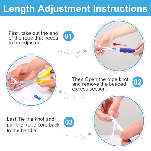 GRAWUN Jump Rope For Kids, Soft Beaded Jump Rope, Adjustable Length Tangle-Free Segmented Soft Beaded Skipping Rope，for Women, Men and Kids Keeping Fit, Workout and Weight Loss