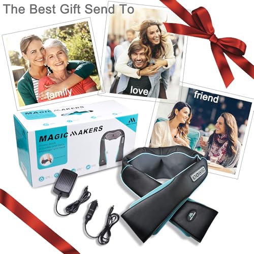 MagicMakers Shiatsu Neck Massager with Heat for Pain Relief Deep Tissue – Valentine's Day Gifts for Him, Her | Ideal for Men, Women, Mom & Dad – Amazing Back & Shoulder Relief from Daughter or Son