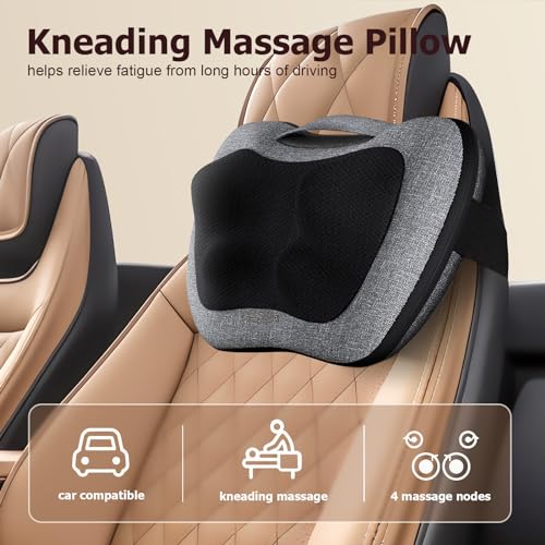 VIKTOR JURGEN Shiatsu Back & Neck Massager with Heat – 3D Deep-Kneading Massage Pillow for Full Body Relaxation (Home, Office & Car Use, Gift for Men & Women)