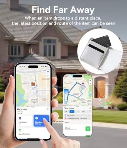 Ultrbeka Wallet Tracker Slim Card Tracker, 0.094in Bluetooth Tracker for Wallets, Passport, Work with Apple Find My, Wireless Charging, Card Locator- iOS Only [Apple MFi Certified] - 2pcs in 1 Box