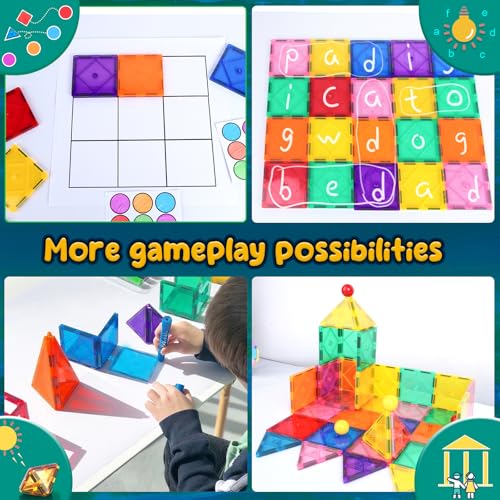Soyee Magnetic Tiles Toddler Toys Magnetic Building Blocks for Kids Ages 3-12 STEM Educational Toys for Girls & Boys Sensory Toys for Kids with Autism Classroom Must Haves