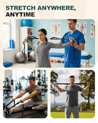 Trideer Stretching Strap for Physical Therapy & Home Rehab, Non-Elastic Yoga Strap for Stretching with Loops for Hamstring, Calf & Back Stretcher Mobility, Hip & Pilates