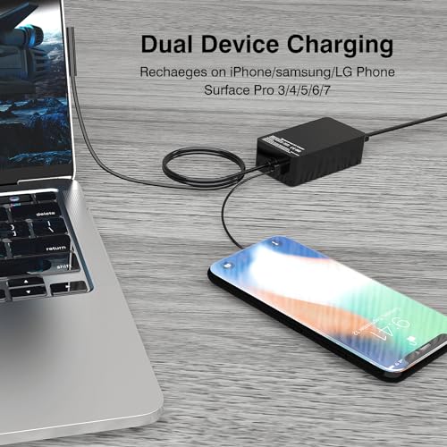 [Upgraded Version] Surface Pro Charger 65W for Surface Pro 3/4/5/6/7/8/9/X Power Supply Adapter, Compatible for Both Microsoft Surface Book Laptop/Tablet，Works with 65W&44W&36W&24W (10 Ft Cord)