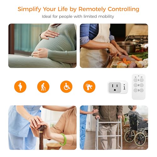 Remote Control Outlet, TESSAN Electrical Light Switch, Plug in Wall Plug with ON/Off Switch for Indoor String Lights, Lamps, Home Small Appliances, 100ft Range (1 Remote + 3 Outlets)
