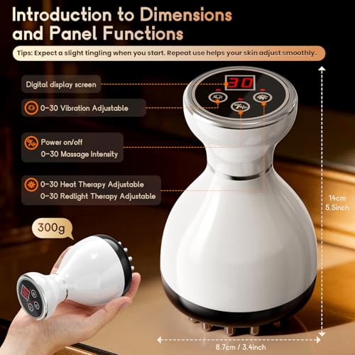 Lymphatic Drainage Massager & Anti Cellulite Massage Tool, Helps Reduce Stretch Marks & Cellulite, for Legs, Arms & Belly, Body Sculpting Machine with Microcurrent & Red-Light & Heat & Vibration