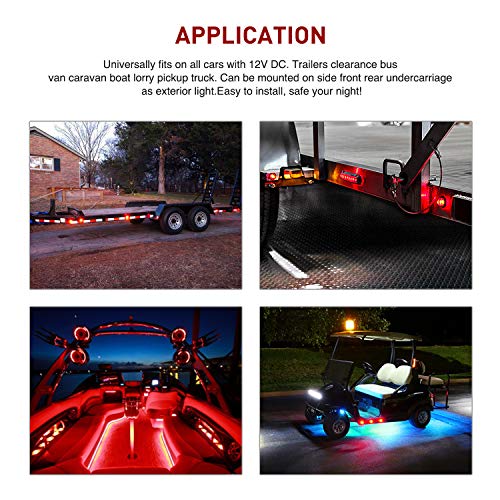 Nilight - TL-04 10 PCS 3/4 Inch Round LED Clearance Light LED Front Rear Side Marker Indicator Light Bullet Marker Light for Truck RV Car Bus Trailer Van Caravan Boat 12V, Red