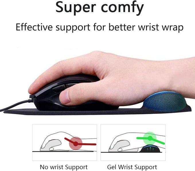 Ergonomic Mouse Pad with Wrist Rest, Gel Wrist Support Mousepad, Pain Relief Laptop Computer Mouse Pad, Non-Slip Mouse Pads for Office & Home (Black)