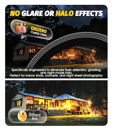 Orzero iPhone Camera Lens Protector (3 Sets) – Metal Ring Glass Cover for iPhone 17/16/15/14 Pro & Pro Max – Easy One-Step Installation, Black