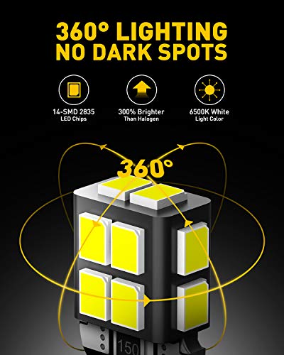 AUXITO 194 LED Bulb 6000K White 168 2825 W5W T10 Wedge 14-SMD Interior Car Bulbs Replacement for Dome Map Door Courtesy Trunk License Plate Parking Lights, 10 PCS