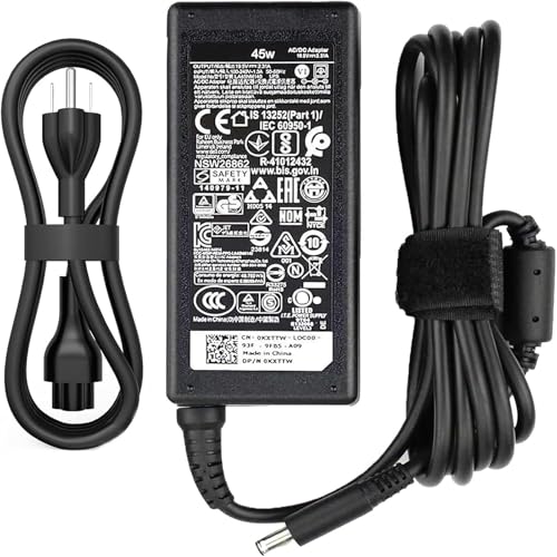 45W (4.5 * 3.0 mm Jack 19.5V 2.31A) AC Charger Fit for DELL Inspiron 11/13/14/15/17 3000 5000 7000 Series(3583 3593 5570) Latitude E5450 XPS 13-45 Watt AC 2-in-1 Computer Power Adapter Cord