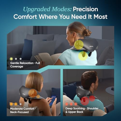 Etekcity FSA Eligible Cordless Neck Massager for Pain Relief Deep Tissue, Shiatsu Shoulder Massager with Heat, Massage Tools for Trapezius, Lymphatic Drainage, Relaxation Therapy, HSA Items, Cadeo