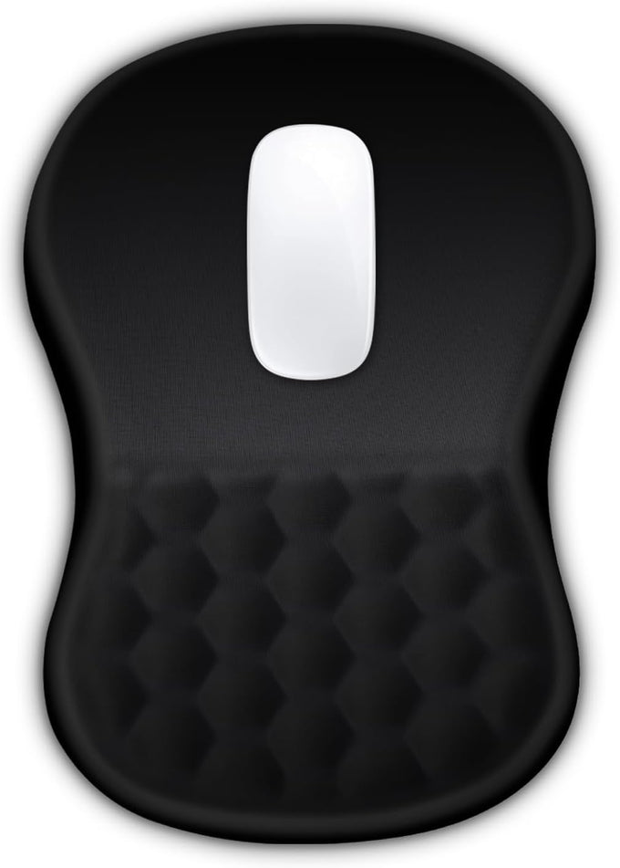 Hokafenle Ergonomic Mouse Pad with Wrist Support & Massage Design – Memory Foam Gel, Non-Slip PU Base, Smooth Surface for Office & Gaming (12×8 in, Black)