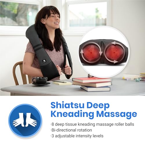 Etekcity FSA Eligible Cordless Neck Massager with Heat for Pain Relief Deep Tissue, FSA Wearables, Rechargeable Shiatsu Back Shoulder Massage Tool, Best Gift for Mother, Father, HSA Items