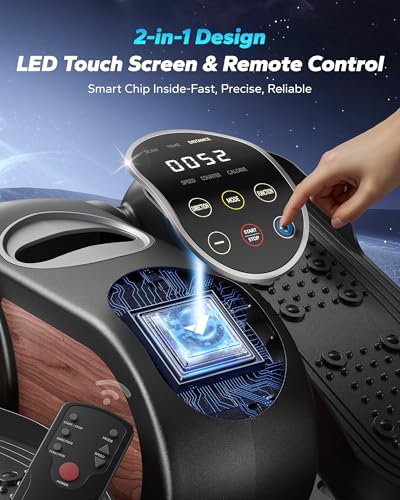 MERACH Under Desk Elliptical Machine, Leg Exerciser While Sitting for Seniors with Remote Control & 12-Speeds, Quiet Portable Electric Seated Pedal Exerciser Machine for Home Office