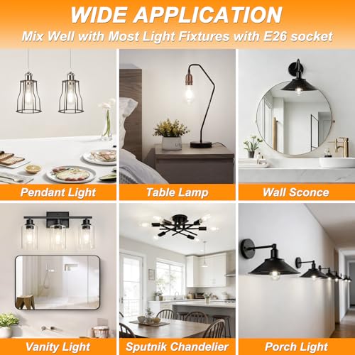 Ascher Vintage LED Edison Bulbs, 6W, Equivalent 60W, Non-Dimmable, High Brightness Cool White 4000K, ST58 Antique LED Filament Bulbs with 80+ CRI, E26 Medium Base, Clear Glass, Pack of 6