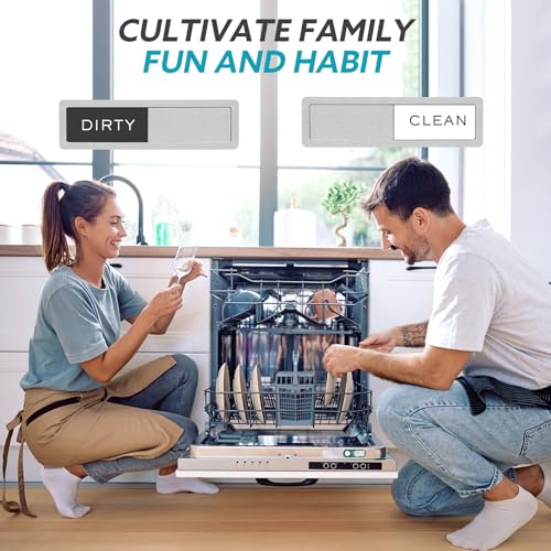 Dishwasher Magnet Clean Dirty Sign, Strong Magnet Non-Scratch Clean Dirty Magnet for Dishwasher, Easy to Read & Slide